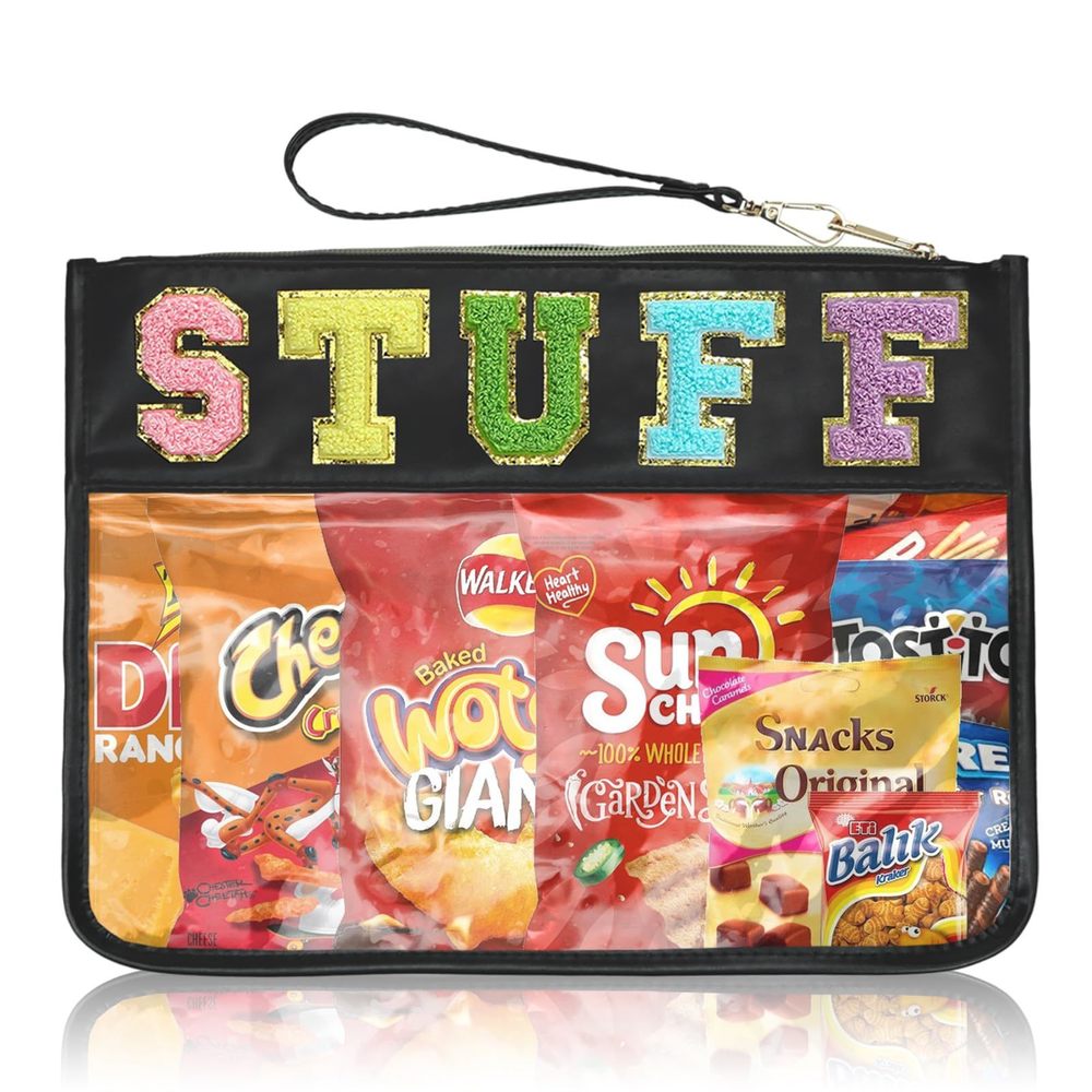 Travel Bag Preppy Stuff Bag Snacks Bags Chenille Letter Clear Zipper Pouch For🖤